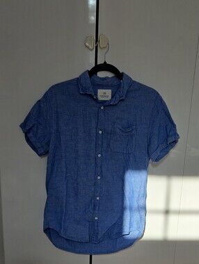 Scotch & Soda Short-Sleeve Button-Down Shirt in Blue